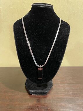 Silver Tone Rectangle Pendant Necklace